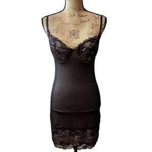 MOC Body Boudoir Mission Control Line Black Sheer Lace & Mesh Control Slip Sz M